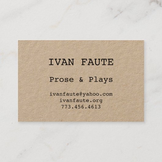 ヴィンテージのタイプライターの名刺 名刺 (裏面)