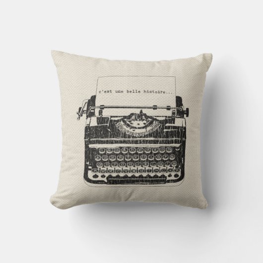 ヴィンテージのタイプライターの枕 クッション (正面)