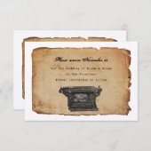 ヴィンテージのタイプライターの羊皮紙の保存日付 セーブザデート (正面/裏面)