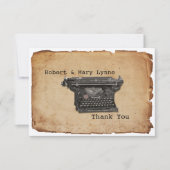 ヴィンテージのタイプライターは平たい箱を感謝していしていますノート個人化します サンキューカード (正面)