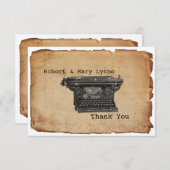 ヴィンテージのタイプライターは平たい箱を感謝していしていますノート個人化します サンキューカード (正面/裏面)