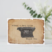 ヴィンテージのタイプライターは平たい箱を感謝していしていますノート個人化します サンキューカード (スタンド正面)