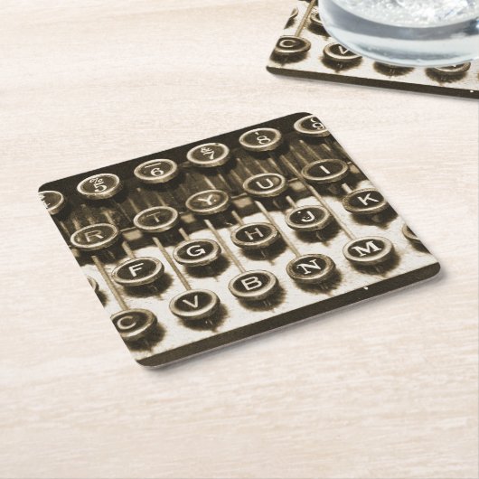 ヴィンテージのタイプライター スクエアペーパーコースター (アングル)