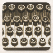 ヴィンテージのタイプライター スクエアペーパーコースター (正面)