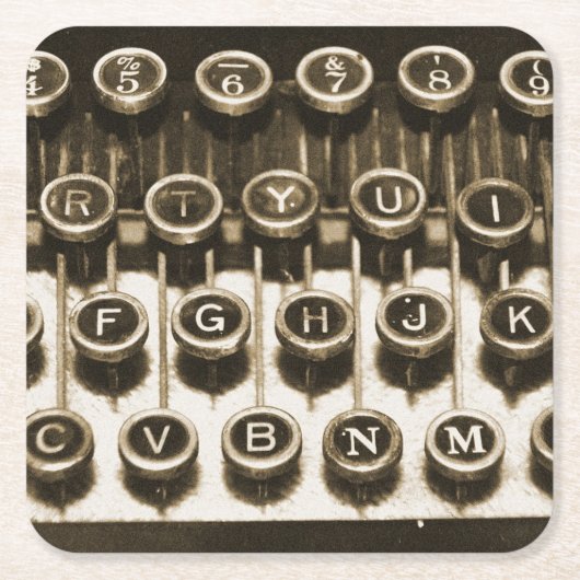 ヴィンテージのタイプライター スクエアペーパーコースター (正面)