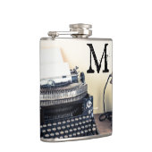 ヴィンテージのタイプ作家のレトロのモノグラムのウィスキーのフラスコ フラスク (右)