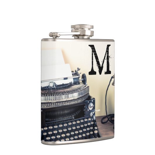 ヴィンテージのタイプ作家のレトロのモノグラムのウィスキーのフラスコ フラスク (右)