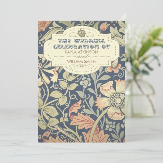 ヴィンテージのタイポグラフィのカラフルの結婚式招待状 招待状 (スタンド正面)