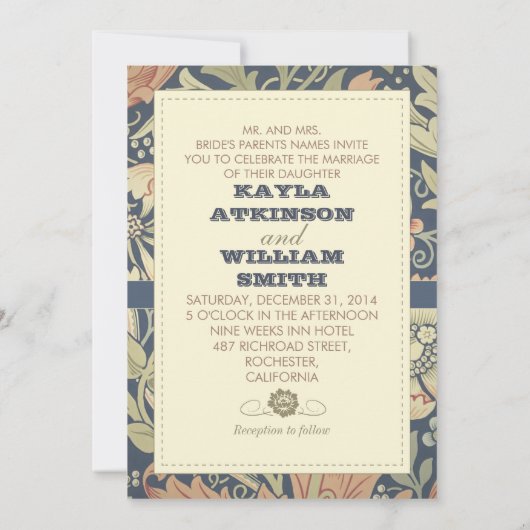 ヴィンテージのタイポグラフィのカラフルの結婚式招待状 招待状 (裏面)