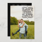 ヴィンテージのタイポグラフィの写真の保存日付カード セーブザデート (正面/裏面)