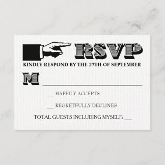 ヴィンテージのタイポグラフィの結婚式招待状RSVP 出欠カード