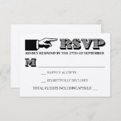 ヴィンテージのタイポグラフィの結婚式招待状RSVP 出欠カード (正面/裏面)
