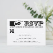 ヴィンテージのタイポグラフィの結婚式招待状RSVP 出欠カード (スタンド正面)
