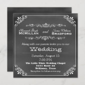 ヴィンテージのタイポグラフィの黒板の一見の結婚式 招待状 (正面/裏面)