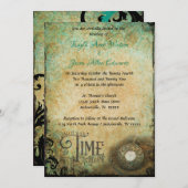 ヴィンテージのタイムピース2つの結婚式の招待 招待状 (正面/裏面)