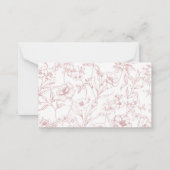 ヴィンテージのタイムレスなフローラピンク色の本の赤ちゃんシャワー ノートカード (裏面)