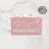 ヴィンテージのタイムレスなフローラピンク色の本の赤ちゃんシャワー ノートカード (正面/裏面インサイチュ)