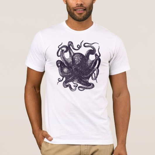ヴィンテージのタコのイラストレーション Tシャツ (正面)