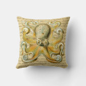 ヴィンテージのタコのイラストレーション- Vulgaris Octopoda クッション (裏面)