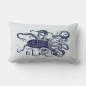 ヴィンテージのタコの枕インクのような青 ランバークッション (裏面)