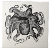 ヴィンテージのタコはCuttlefishの19世紀のCuttleの魚を好みます タイル (正面)