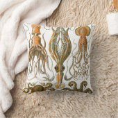 ヴィンテージのタコ、イカのイラストレーション クッション (ブランケット)