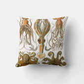 ヴィンテージのタコ、イカのイラストレーション クッション (裏面)