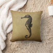 ヴィンテージのタツノオトシゴのイラストレーション クッション (ブランケット)