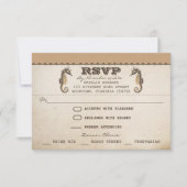 ヴィンテージのタツノオトシゴのユニークな結婚式のrsvpのチケット 出欠カード (正面)