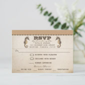 ヴィンテージのタツノオトシゴのユニークな結婚式のrsvpのチケット 出欠カード (スタンド正面)