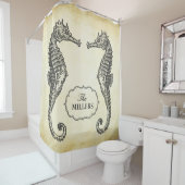 ヴィンテージのタツノオトシゴの姓の旧式で古い質 シャワーカーテン (インサイチュ)