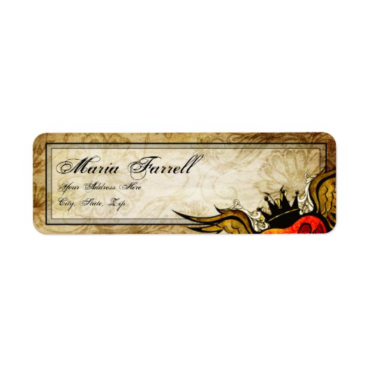 ヴィンテージのタトゥー翼ハートリターンラベル ラベル (正面)