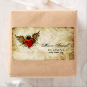 ヴィンテージのタトゥー翼ハート出荷ラベル ラベル (インサイチュ)