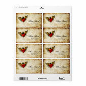 ヴィンテージのタトゥー翼ハート出荷ラベル ラベル (フルシート)