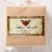 ヴィンテージのタトゥー翼ハート出荷ラベル ラベル (インサイチュ)