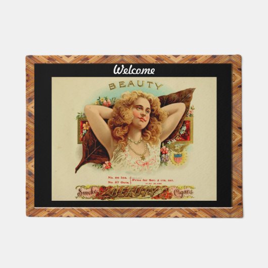 ヴィンテージのタバコ入れは玄関マットを分類します ドアマット (正面)