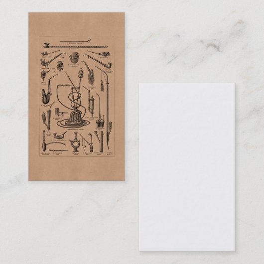 ヴィンテージのタバコ管および古い水ぎせるのイラストレーション 名刺 (正面/裏面)