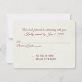 ヴィンテージのタペストリーにバラのモチーフ　出欠をお知らせください 出欠カード (裏面)