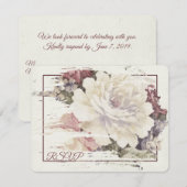 ヴィンテージのタペストリーにバラのモチーフ　出欠をお知らせください 出欠カード (正面/裏面)