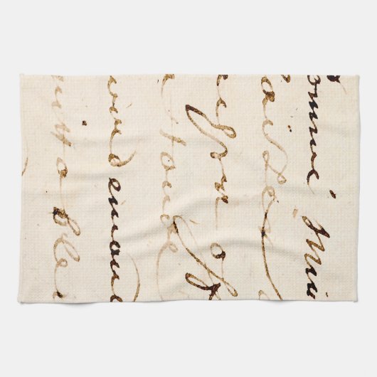 ヴィンテージのタンのフランスのな手紙の原稿の羊皮紙 キッチンタオル (横)