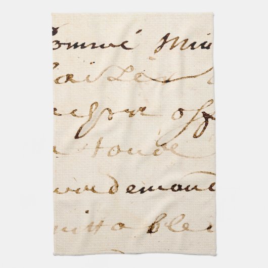 ヴィンテージのタンのフランスのな手紙の原稿の羊皮紙 キッチンタオル (縦)