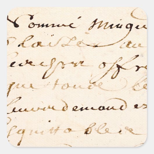 ヴィンテージのタンのフランスのな手紙の原稿の羊皮紙 スクエアシール (正面)