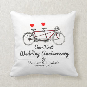 ヴィンテージのタンデム自転車のカスタムな結婚記念日 クッション