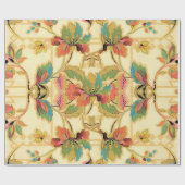 ヴィンテージのターコイズのオレンジ花模様の壁紙パターン ラッピングペーパー (フラット)