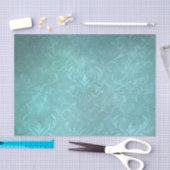 ヴィンテージのターコイズのダマスク織 薄葉紙 (クラフト)