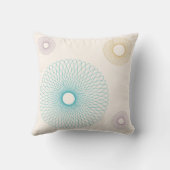 ヴィンテージのターコイズの、黄色いおよびピンクのSpirograph クッション (裏面)