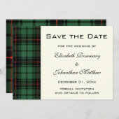 ヴィンテージのタータンチェック、デイヴィッドソンモダンなパターン結婚式 セーブザデート (正面/裏面)