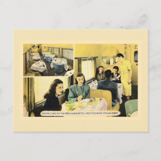 ヴィンテージのダイニングカー ポストカード (正面)