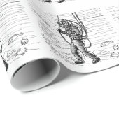 ヴィンテージのダイバー-海の潜水服 ラッピングペーパー (ロールコーナー)