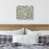 ヴィンテージのダイヤモンドの形に囲まれたアヒルのデコイ キャンバスプリント (インサイチュ (寝室))